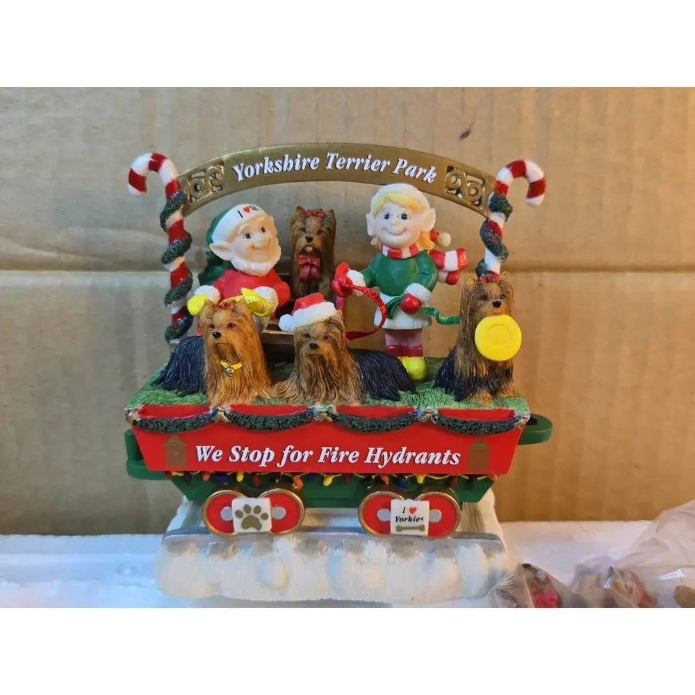 I Love Yorkies Christmas Express Holiday Train by Danbury Mint 6 pcs *READ*